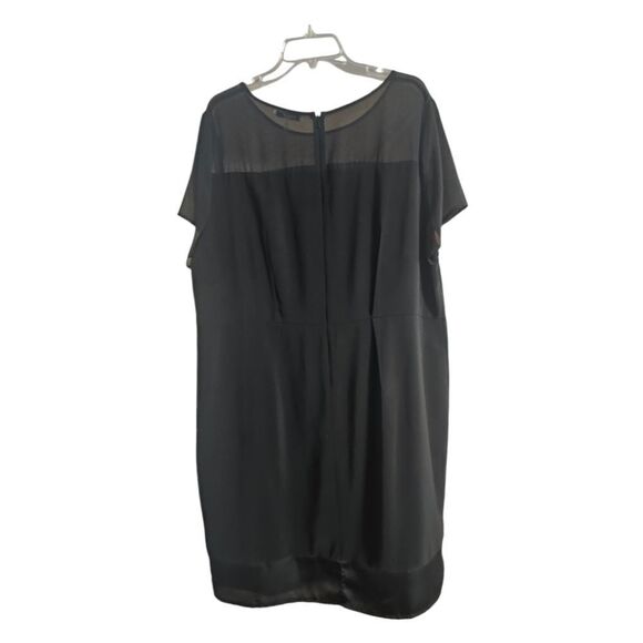 𝅺DKNYC Black Sheer Illusion Short Sleeve Shift Dress - Size 18W - Picture 1 of 10
